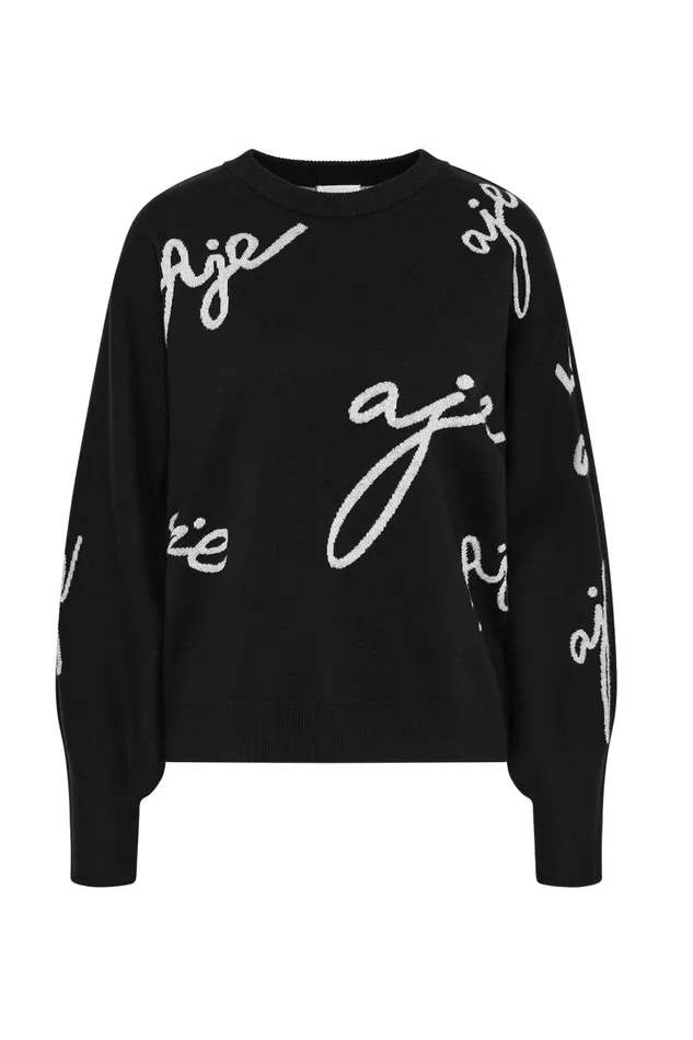 Aje Knitwear and Jumpers Resemblance Logo Knit Blackivory 8211 Women