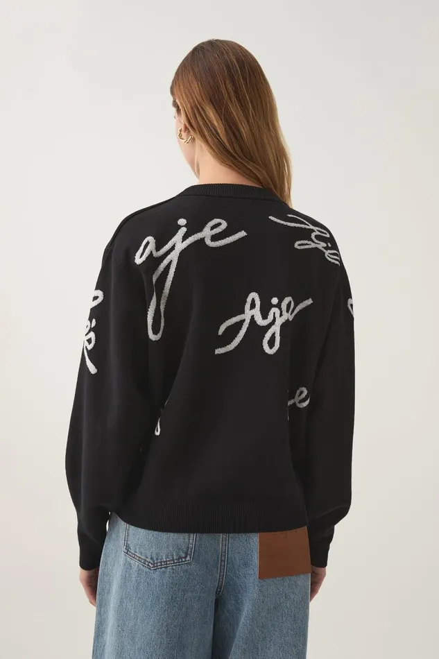 Aje Knitwear and Jumpers Resemblance Logo Knit Blackivory 8211 Women