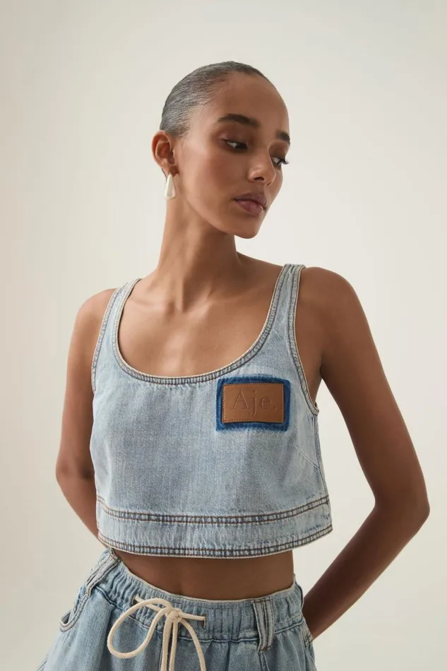 Aje Matching Sets Aura Denim Top Sea Spray Wash 8211 Women