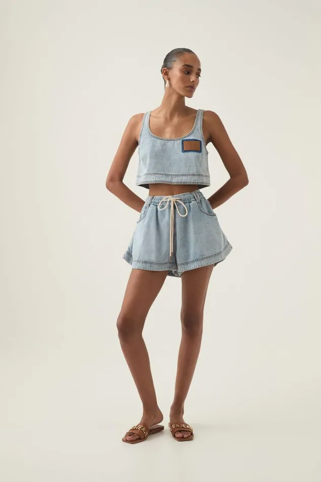 Aje Matching Sets Aura Denim Top Sea Spray Wash 8211 Women Aje Matching Sets Aura Denim Top Sea Spray Wash 8211 Women