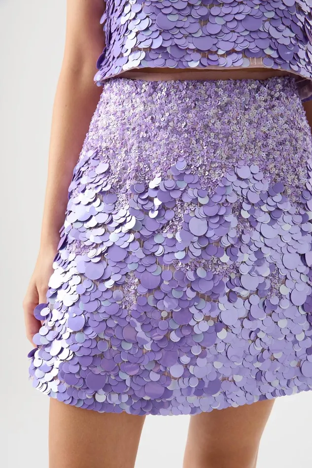 Aje Matching Sets Cherie Sequin Mini Skirt Lilac 8211 Women