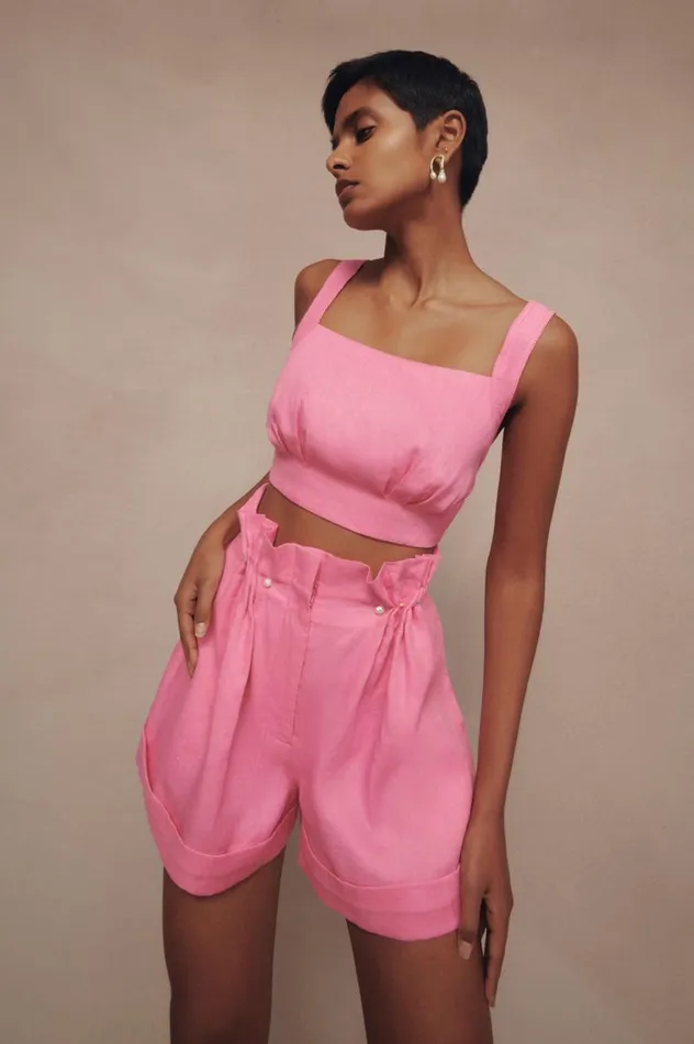 Aje Matching Sets Eden Paper Bag Short Protea Pink 8211 Women