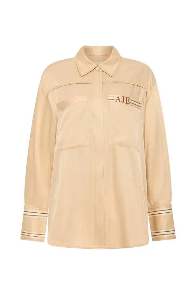 Aje Matching Sets Enfilade Logo Shirt Ecru Beige 8211 Women Aje Matching Sets Enfilade Logo Shirt Ecru Beige 8211 Women
