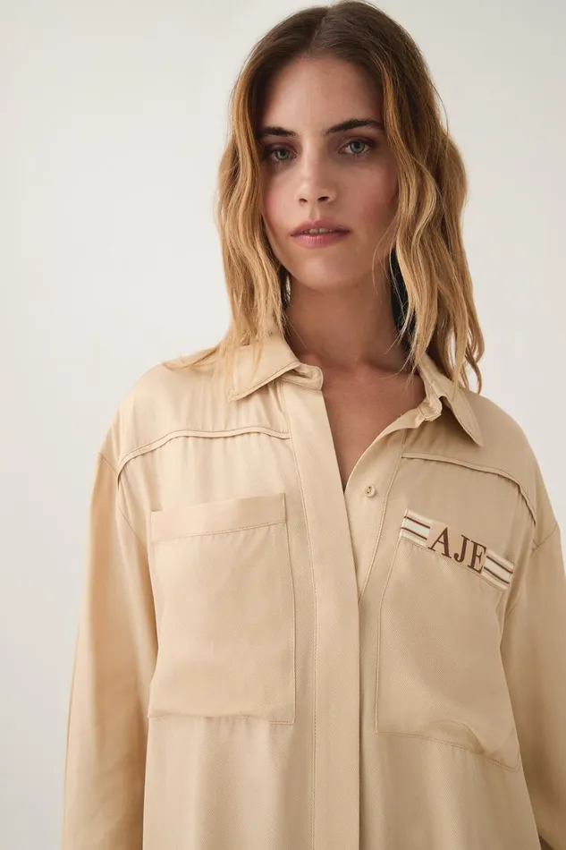 Aje Matching Sets Enfilade Logo Shirt Ecru Beige 8211 Women Aje Matching Sets Enfilade Logo Shirt Ecru Beige 8211 Women