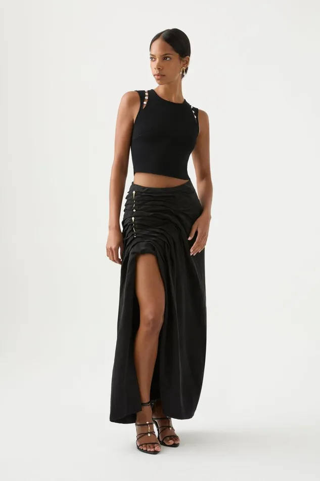 Aje Matching Sets Mika Draped Split Midi Skirt Black 8211 Women