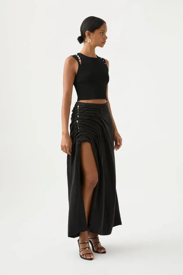 Aje Matching Sets Mika Draped Split Midi Skirt Black 8211 Women