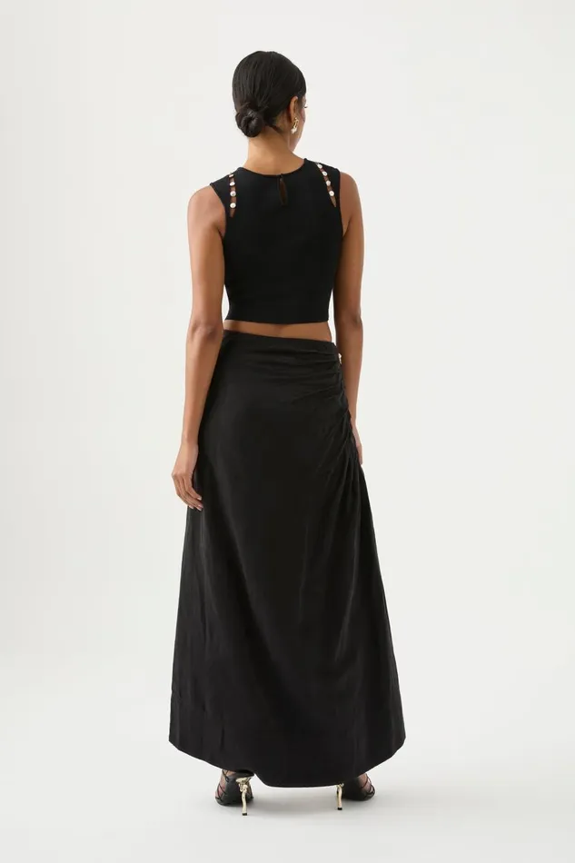 Aje Matching Sets Mika Draped Split Midi Skirt Black 8211 Women