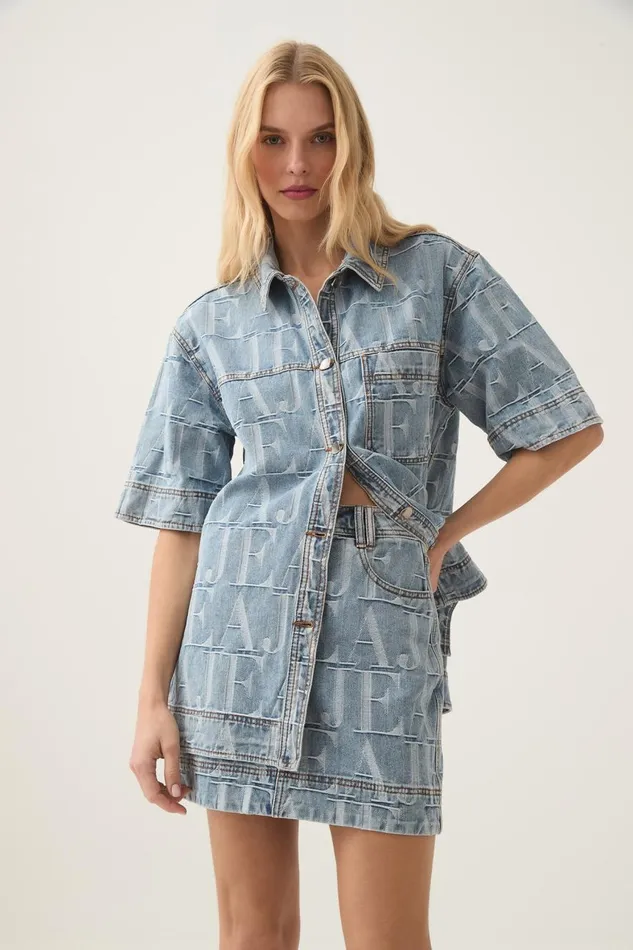 Aje Matching Sets Nostalgia Jacquard Denim Shirt Coastal Logo Wash 8211 Women Aje Matching Sets Nostalgia Jacquard Denim Shirt Coastal Logo Wash 8211 Women