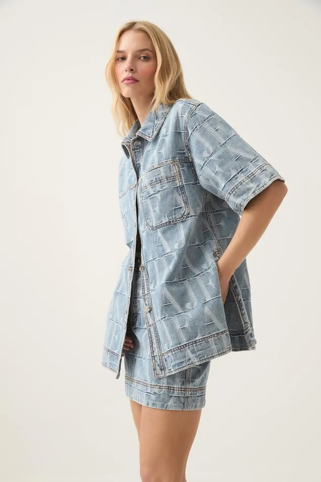 Aje Matching Sets Nostalgia Jacquard Denim Shirt Coastal Logo Wash 8211 Women Aje Matching Sets Nostalgia Jacquard Denim Shirt Coastal Logo Wash 8211 Women