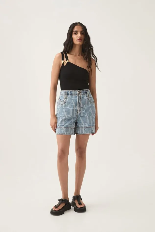 Aje Matching Sets Nostalgia Jacquard Denim Short Coastal Logo Wash 8211 Women