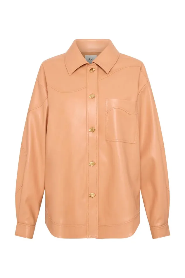 Aje Matching Sets Priscilla Scalloped Shacket Sand Beige 8211 Women Aje Matching Sets Priscilla Scalloped Shacket Sand Beige 8211 Women