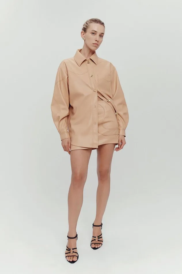 Aje Matching Sets Priscilla Scalloped Shacket Sand Beige 8211 Women Aje Matching Sets Priscilla Scalloped Shacket Sand Beige 8211 Women
