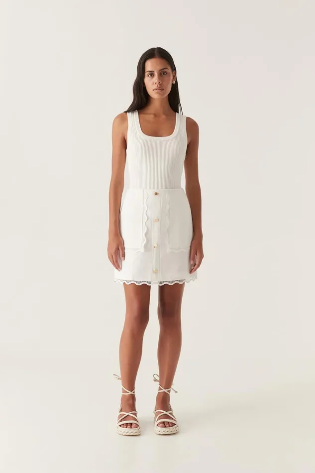 Aje Matching Sets Reva Wave Trim Skirt Ivory 8211 Women