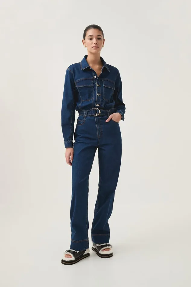 Aje Playsuits and Jumpsuits Neo Denim Jumpsuit Washed Indigo 8211 Women