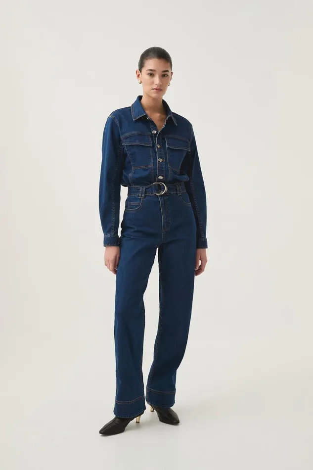 Aje Playsuits and Jumpsuits Neo Denim Jumpsuit Washed Indigo 8211 Women
