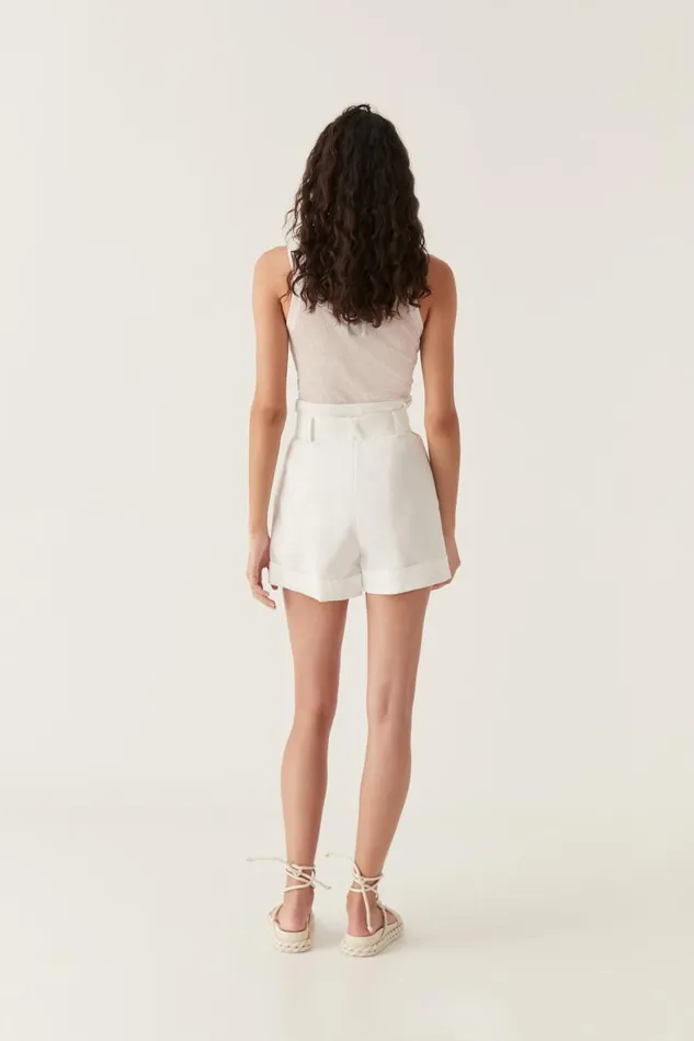 Aje Shorts Byblos Belted Linen Short Ivory 8211 Women