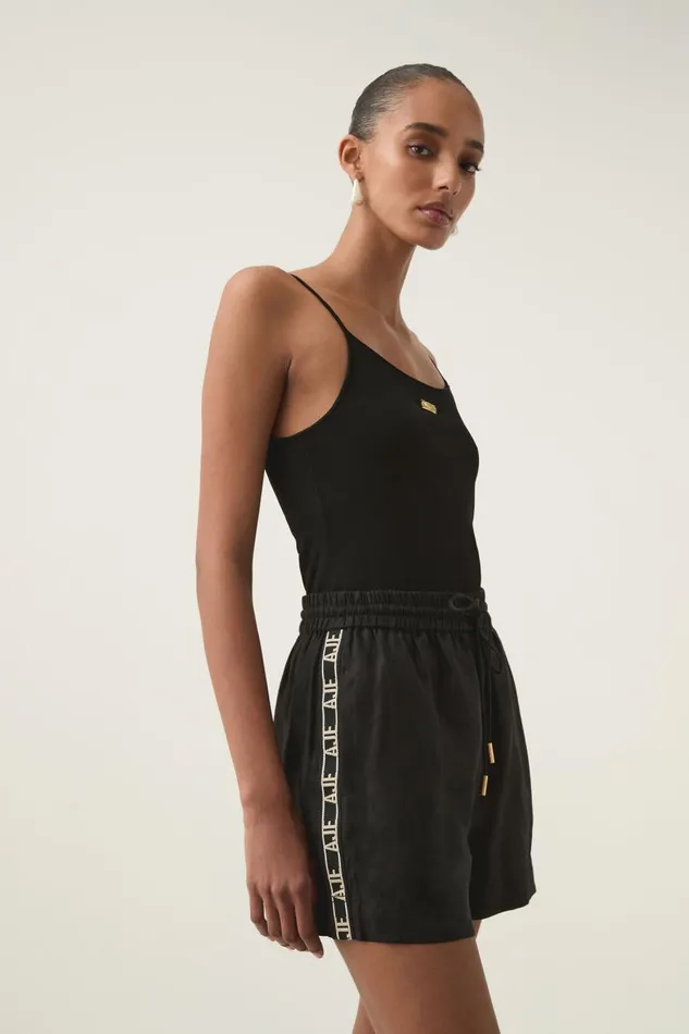 Aje Shorts Imogen Logo Linen Short Black 8211 Women