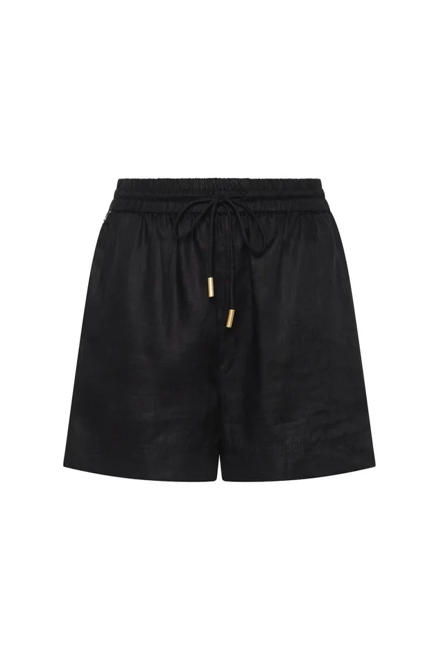 Aje Shorts Imogen Logo Linen Short Black 8211 Women