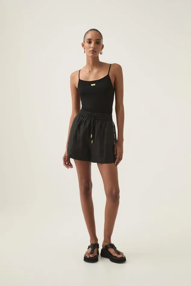Aje Shorts Imogen Logo Linen Short Black 8211 Women