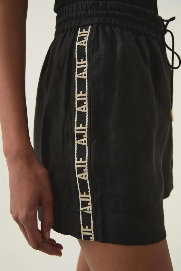 Aje Shorts Imogen Logo Linen Short Black 8211 Women