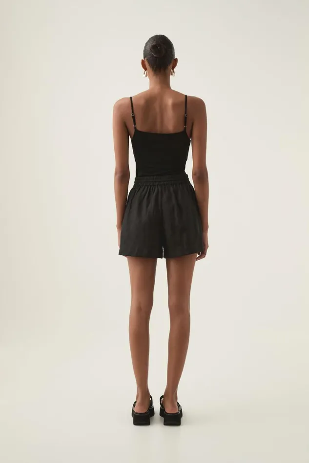 Aje Shorts Imogen Logo Linen Short Black 8211 Women