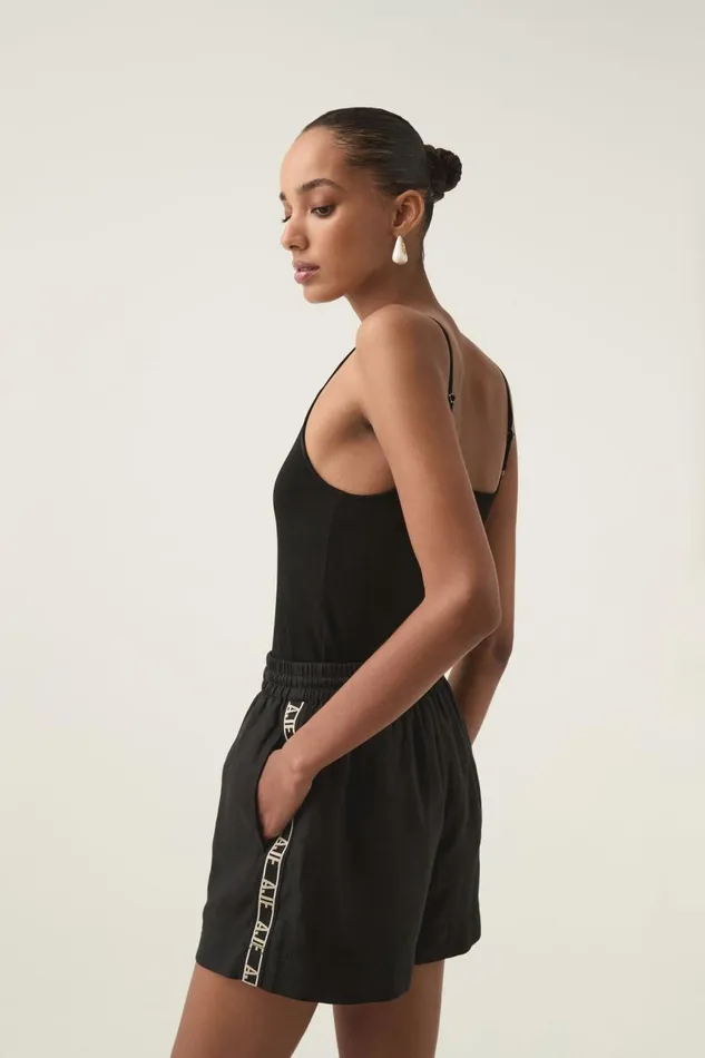 Aje Shorts Imogen Logo Linen Short Black 8211 Women