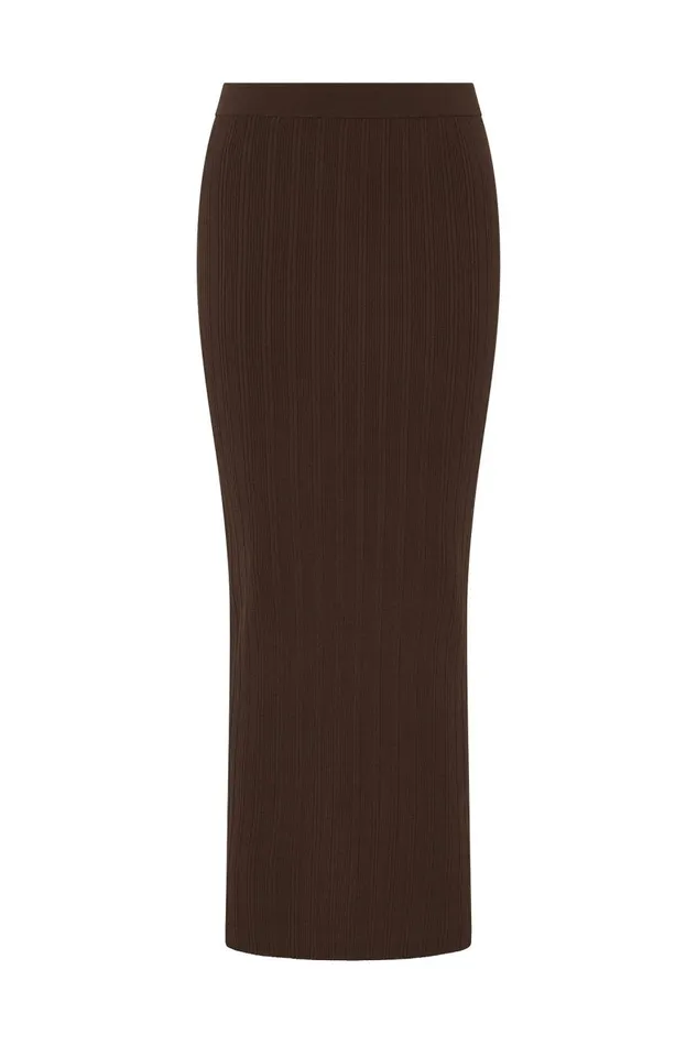 Aje Skirts Coraline Ribbed Skirt Chocolate 8211 Women