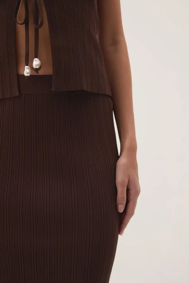 Aje Skirts Coraline Ribbed Skirt Chocolate 8211 Women