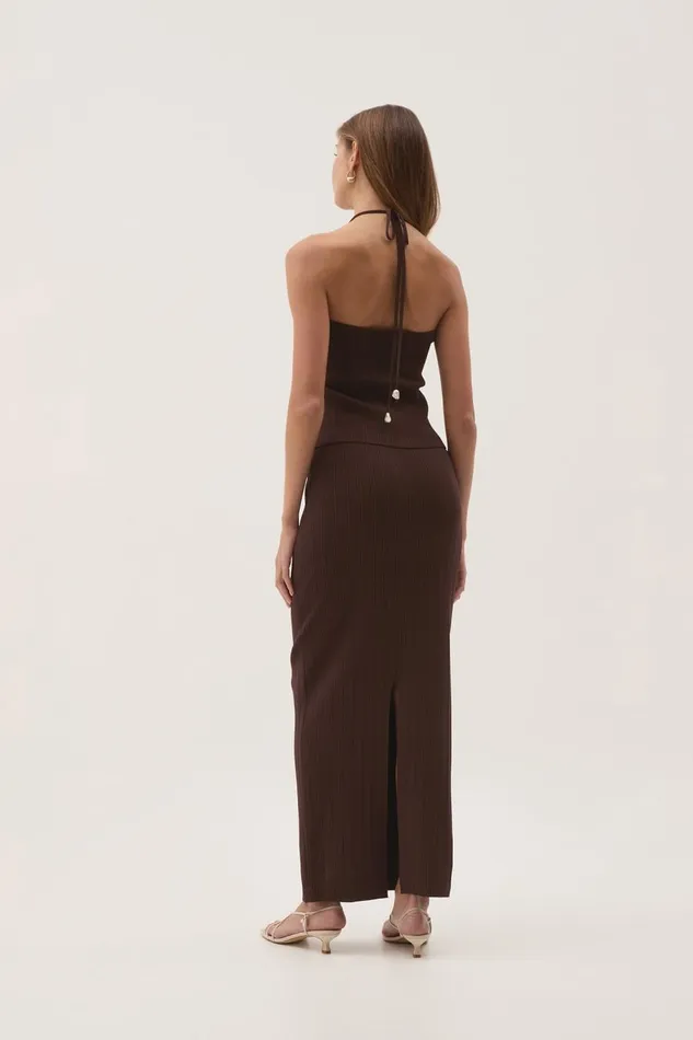 Aje Skirts Coraline Ribbed Skirt Chocolate 8211 Women