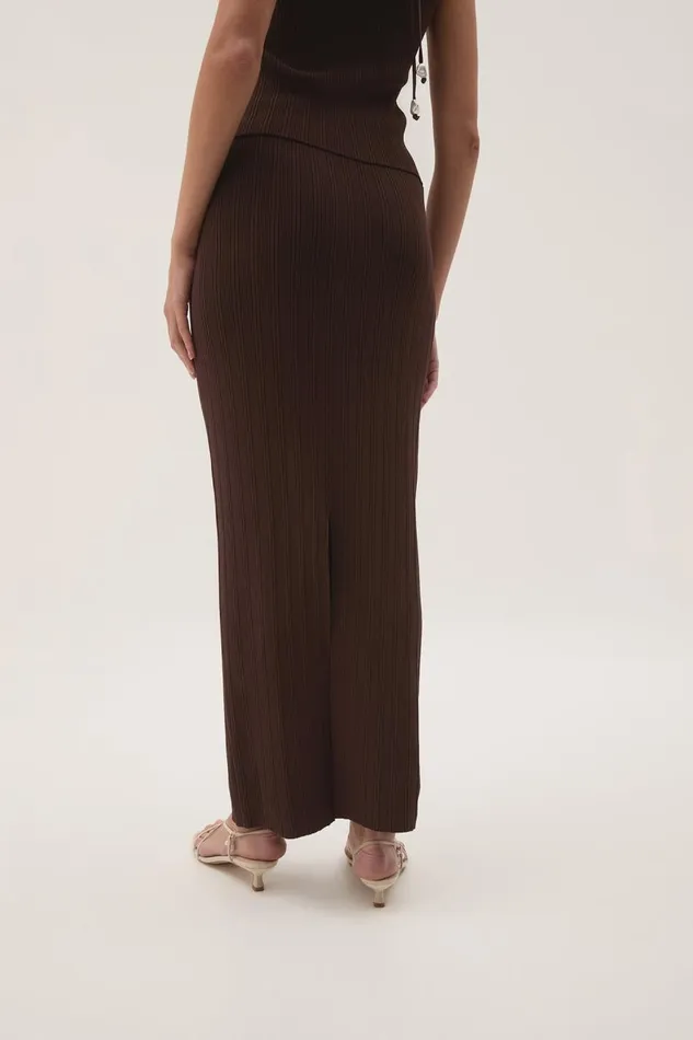 Aje Skirts Coraline Ribbed Skirt Chocolate 8211 Women