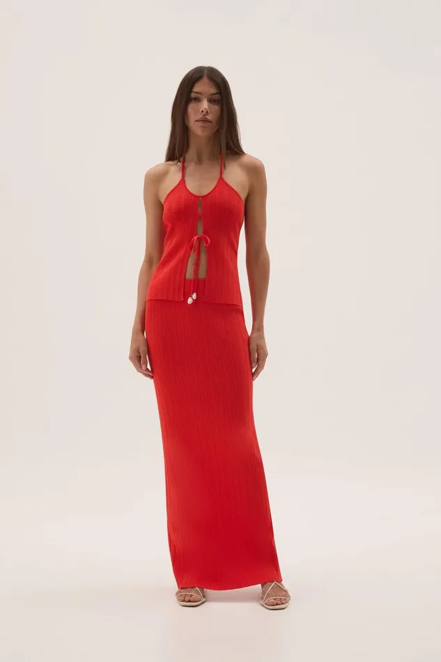 Aje Skirts Coraline Ribbed Skirt Coral 8211 Women