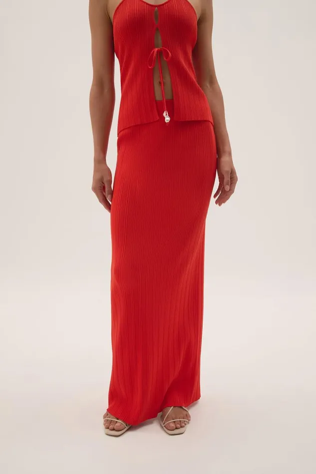 Aje Skirts Coraline Ribbed Skirt Coral 8211 Women