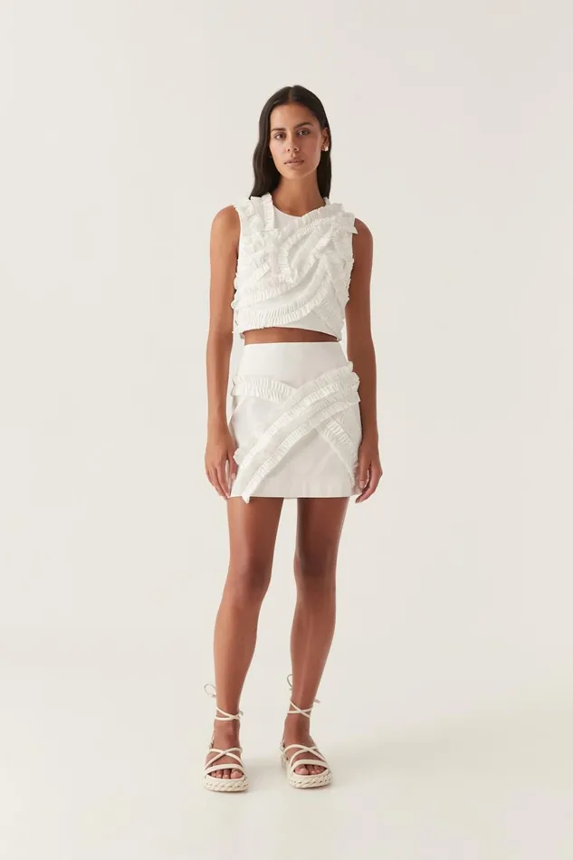 Aje Skirts Kendra Frill Mini Skirt Ivory 8211 Women