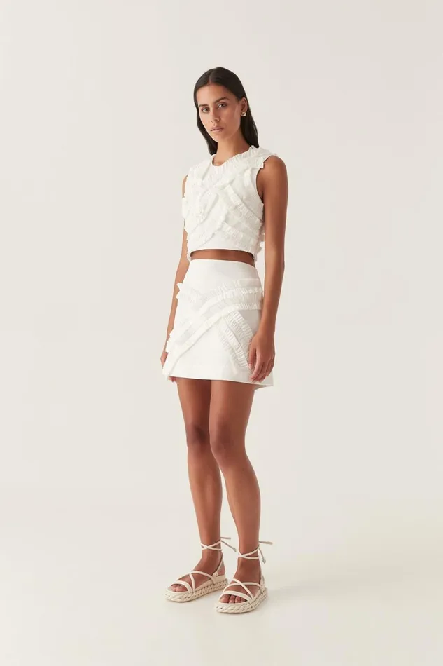 Aje Skirts Kendra Frill Mini Skirt Ivory 8211 Women