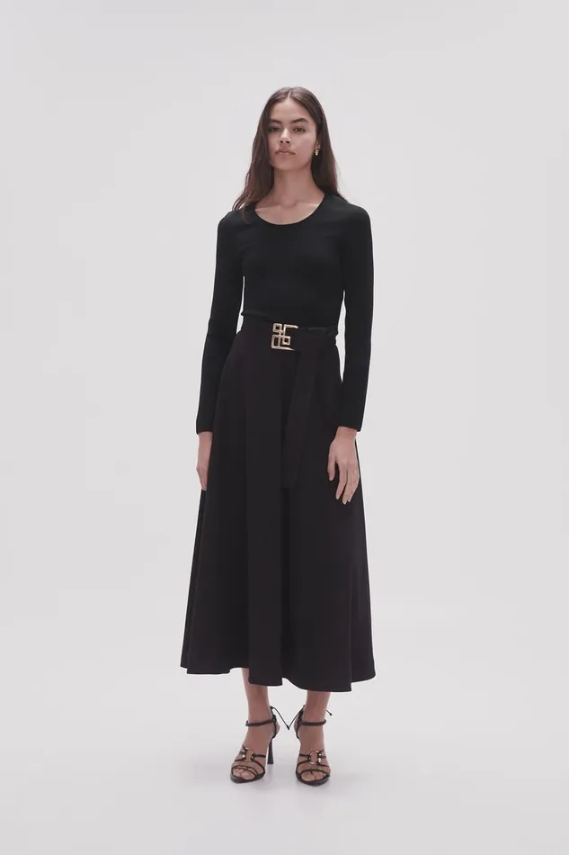 Aje Skirts Perspective Belted Midi Skirt Black 8211 Women