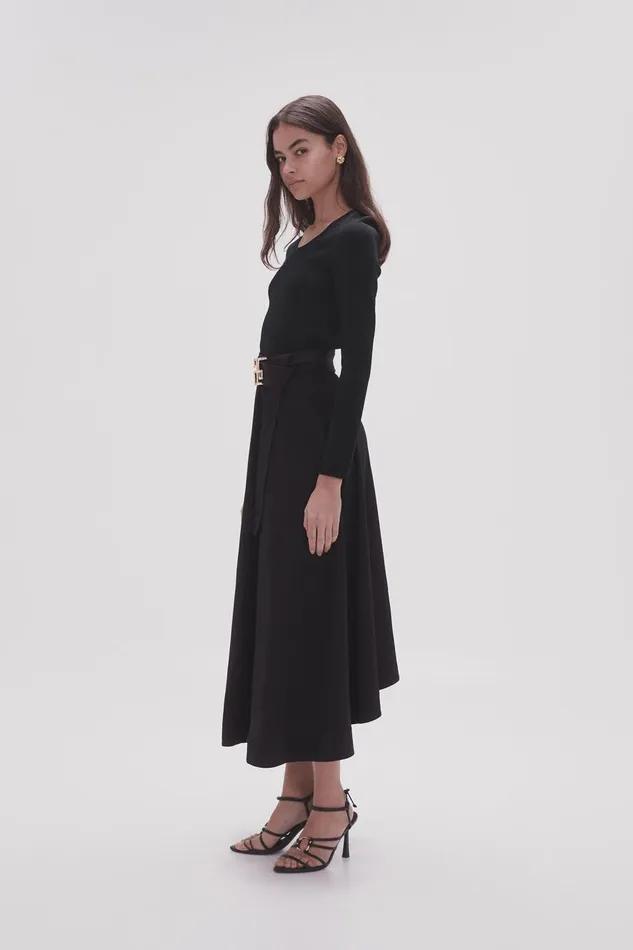 Aje Skirts Perspective Belted Midi Skirt Black 8211 Women