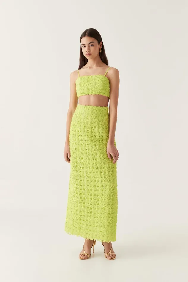 Aje Skirts Quintette Textured Midi Skirt Light Lime Green 8211 Women