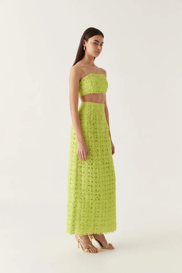 Aje Skirts Quintette Textured Midi Skirt Light Lime Green 8211 Women