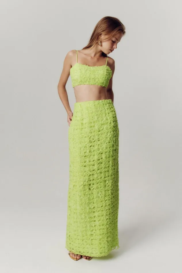 Aje Skirts Quintette Textured Midi Skirt Light Lime Green 8211 Women