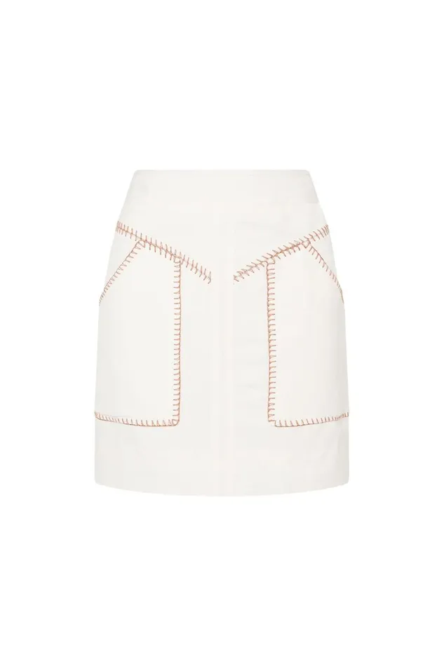 Aje Skirts Sahira Barbstitch Mini Skirt Ivorychocolate Brown 8211 Women