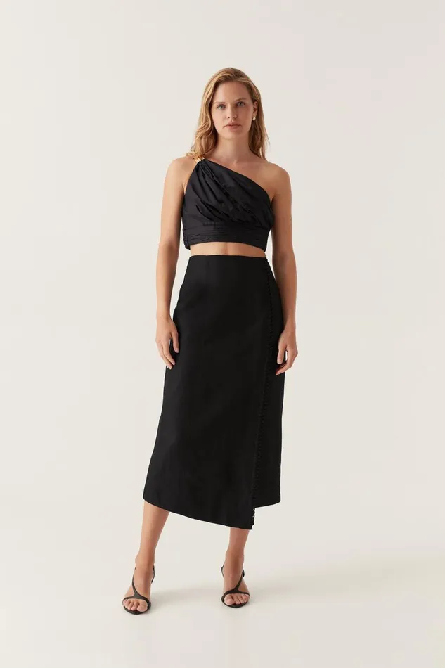 Aje Skirts Theory Cinched Midi Skirt Black 8211 Women