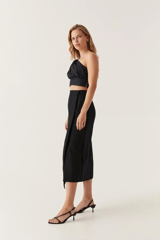 Aje Skirts Theory Cinched Midi Skirt Black 8211 Women