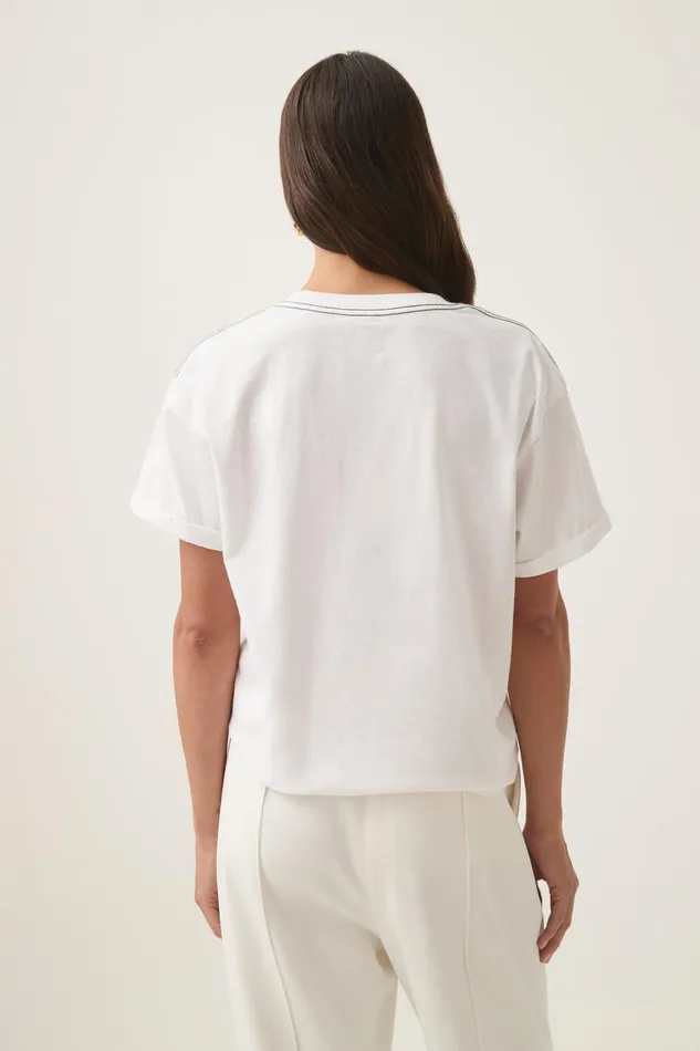Aje Tees Glint Embellished Logo Tee Whitegunmetal 8211 Women