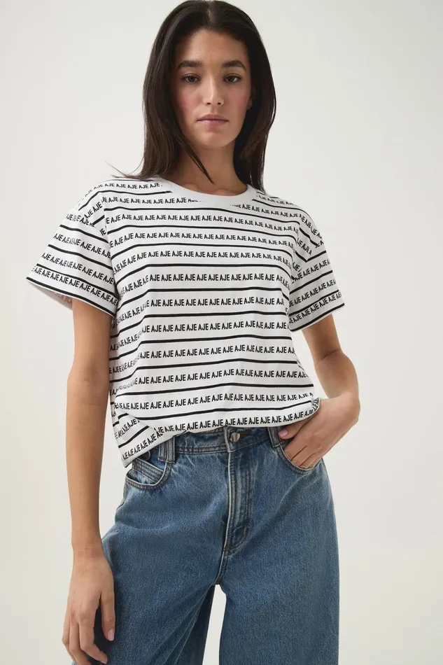 Aje Tees Lilah Logo Tee Whiteblack 8211 Women