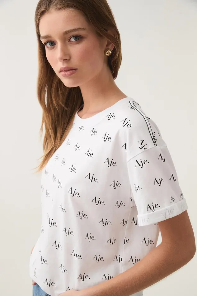 Aje Tees Ratio Logo Heritage Tee Whiteblack 8211 Women