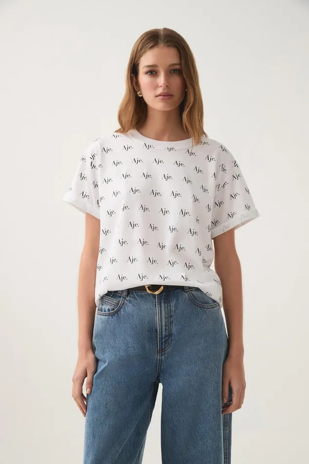 Aje Tees Ratio Logo Heritage Tee Whiteblack 8211 Women