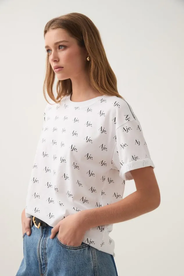 Aje Tees Ratio Logo Heritage Tee Whiteblack 8211 Women