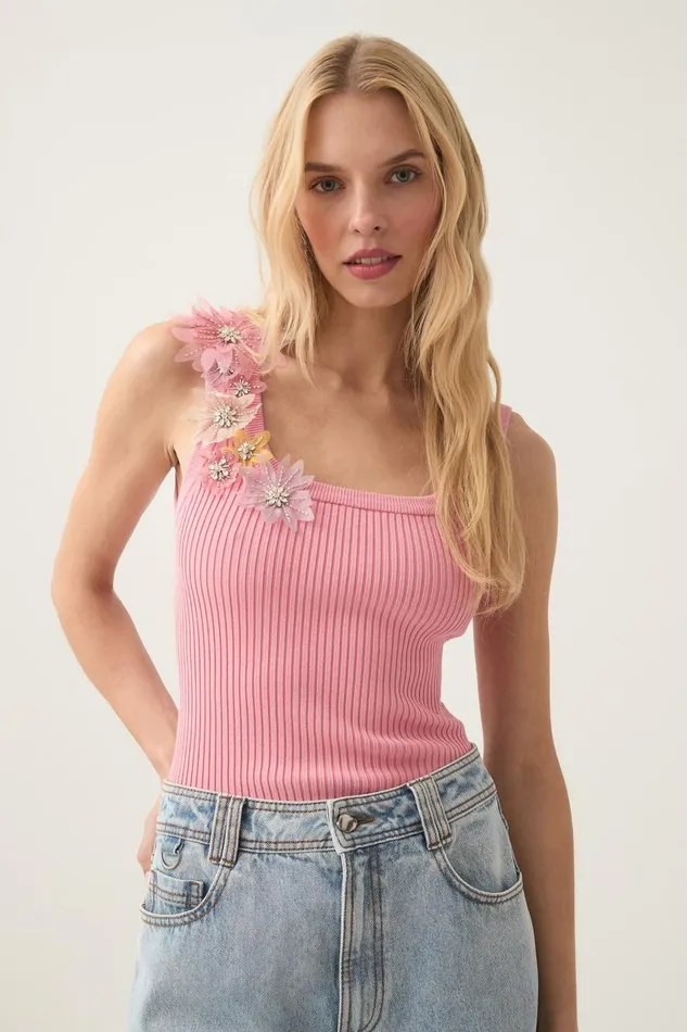 Aje Tops Bronte Flower Knit Tank Washed Coral 8211 Women