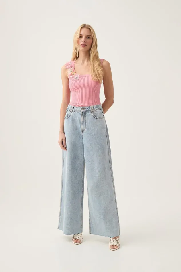Aje Tops Bronte Flower Knit Tank Washed Coral 8211 Women