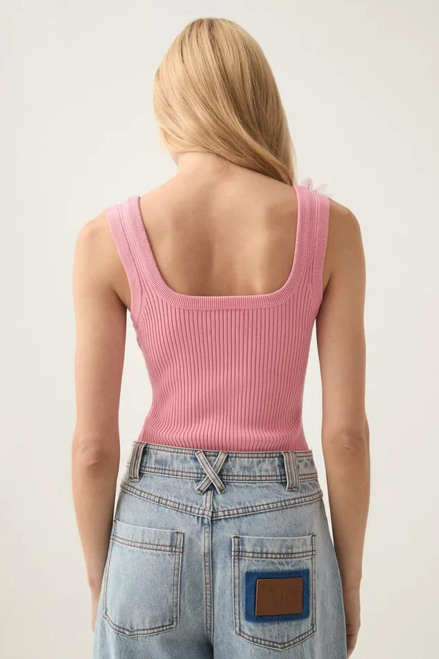Aje Tops Bronte Flower Knit Tank Washed Coral 8211 Women